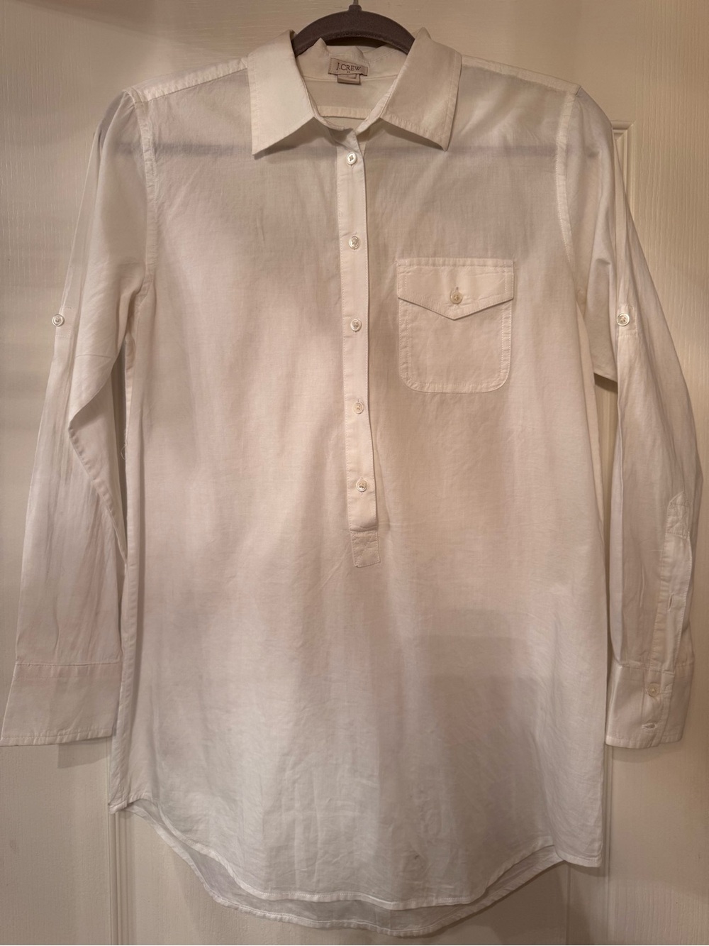 J. Crew White Women's Long-Sleeve Popover Blouse